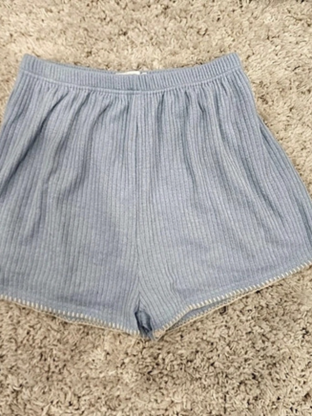 Billy J Blue Ribbed Button-Front Top & Shorts - Picture 6 of 7